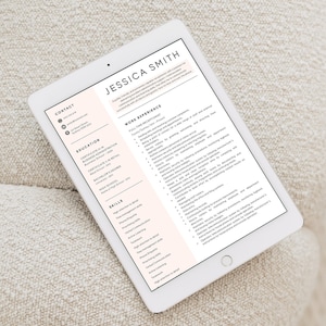 Resume Template, Resume Template Word, Creative Resume Template, CV Template, Professional Resume Template, Pink Resume, Free Icons