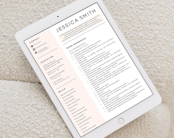 Resume Template, Resume Template Word, Creative Resume Template, CV Template, Professional Resume Template, Pink Resume, Free Icons