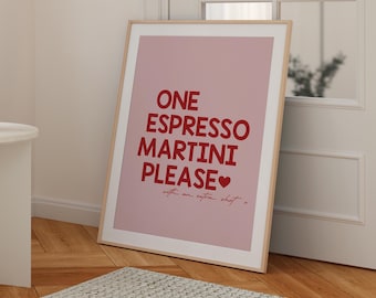 Pink & Red Espresso Martini Wall Art | Girly Cocktail Print | Modern Art for Home Bar or Kitchen | Feminine Wall Art