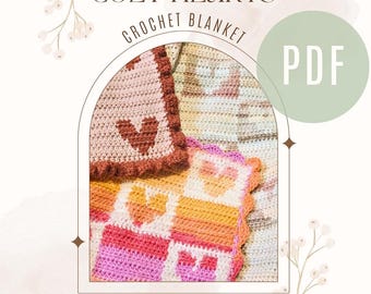 Cosy Hearts pdf-patroon gehaakt deken