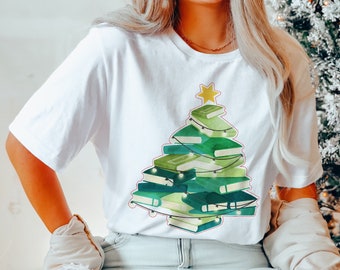 Christmas Book Tree Shirt - Bookworm Christmas Shirt - Christmas gift For Teacher - Book Lover Christmas Gift - Book Nerd Shirt - Reader Tee