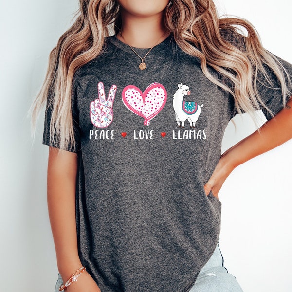 Peach Love Llamas Shirt - Animal Lover Gift - Llama Gift - Llama Lover Apparel - Farm Animal Tee - Gift for Farmer - Llama Birthday Tee