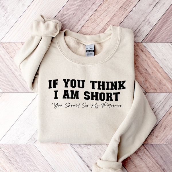 Short Friend Sarcastic Sweatshirt - If You Think I'm Short You Should See My Patience Sweater - Best Friend Sarcasm Shirt - Funny Woman Tee