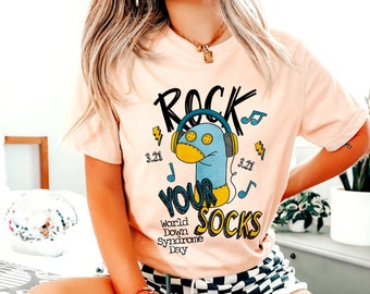 Rock Your Sock Shirt - World Down Syndrome T-Shirt - Rock Music Lover Kids T-Shirt - Down Syndrome Awareness Walk Tee - Support 3 21 Shirt
