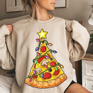 Pizza christmas tree sweater cheap