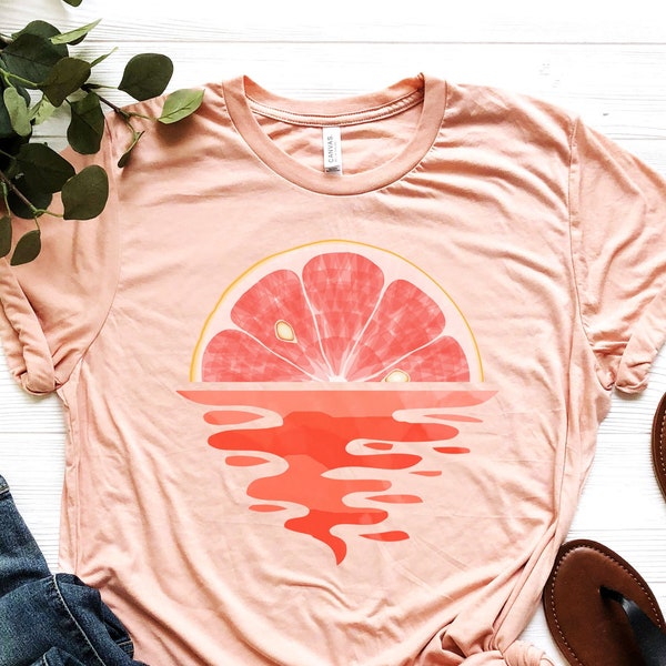 Grapefruit Shirt - Orange Shirt – Gift for Fruit Lover - Bloody Orange T-Shirt - Pink Grapefruit Tee – Summer Tee - Cottagecore Citrus Shirt