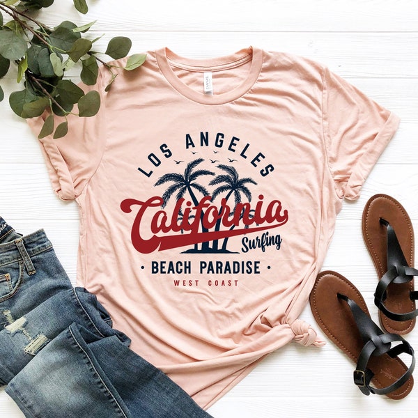 Los Angeles California Surfing Life Apparel - Beach Paradise West Coast Shirt - Cool Surfing Tee - Surf Lover Clothes - Beach Vacation Tee