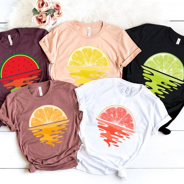 Kundenspezifisches Frucht-Shirt - Frucht-Feinschmecker-T-Shirt - Frucht-Sonnenschein-T-Shirt - Sommer-Früchte T-Shirt - Big Design-Frucht-Shirt - Sommer-Vibes-T-Shirt