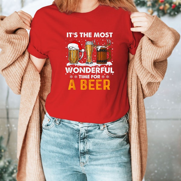 It Is The Most Wonderful Time For A Beer Shirt - Christmas Beer T-Shirt - Santa Cold Beer T-Shirt - Beer Time Dad Shirt - Gift For Xmas Dad