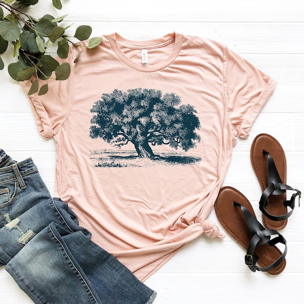 Oak Tree T-Shirt - Father's Day Gift from Wife - Gift for New Dad - Tree Lover Shirt - Family Tree - Nature Apparel - Tree Silhoutte Outfit