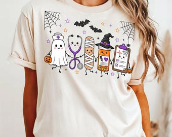 Spooky Halloween Shirt, Cute Ghost Witch Pumpkin Costume Tee, Funny Fall Apparel, Trick or Treat Gift