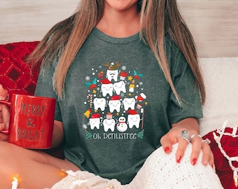 Oh Dentistree Tooth Tree Shirt - Christmas Tooth T-Shirt - Merry Christmas Shirt - Christmas Dentist Student Gift - Funny Tooth T-Shirt