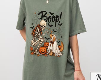 Boop! Skeleton Dog Shirt, Funny Halloween Skeleton Dog Tee, Spooky Cute Animal Graphic Shirt