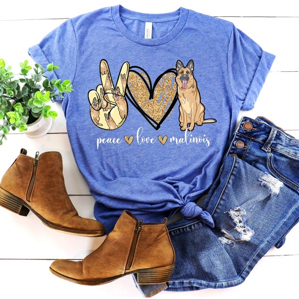 Peace Love Malinois Shirt - Belgian Malinois Tee - Show Peace T-Shirt - Animal Lover Clothing - Dog Owner Outfit - Pet Lover Shirt