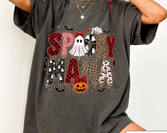 Spooky Mama Shirt, Halloween Mom Tee, Funny Witchy Mom Gift, Spooky Season Apparel, Cute Ghost Mom Shirt
