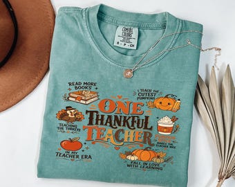 One Thankful Teacher Shirt, Fall Teacher Gift, Pumpkin Spice Appreciation Tee, Autumn Educator Apparel
