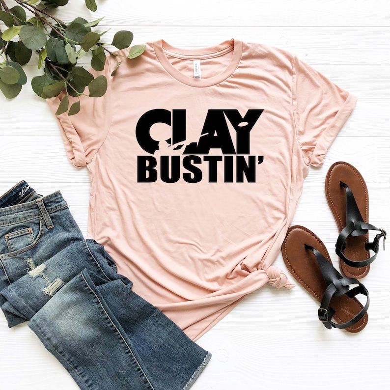Clay Bustin Shirt - Funny Skeet Shooter T-Shirt - Shooting Lover Clothes - Fathers Day Gift - Shotgun Sport Apparel - Nature Clothes image 1