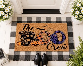 The Boo Crew Doormat, Halloween Welcome Mat, Spooky Season Porch Decor, Funny Fall Entryway Rug