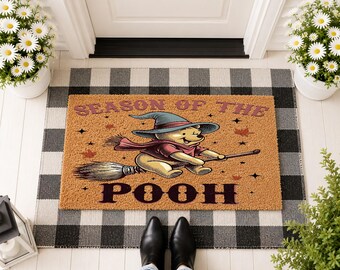 Season Of The Pooh Doormat, Cute Bear Welcome Mat, Winnie The Pooh Garden Decor, Funny Porch Mat