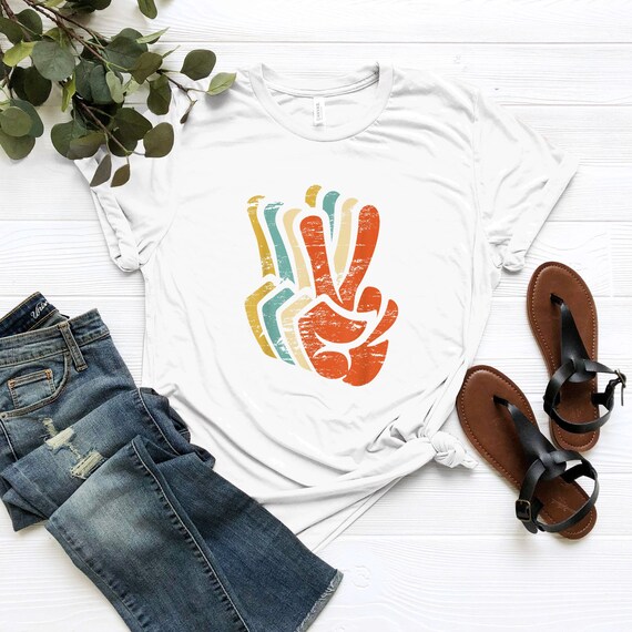 Peace Hand Sign Shirt Retro Peace T-Shirt Peace Lover Tee | Etsy