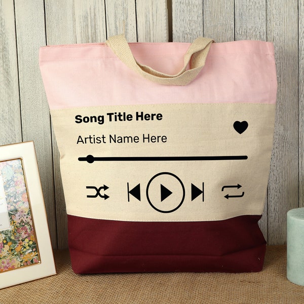 Custom Song Name Tote Bag - Custom Artist Name Shopping Bag - Personalized Song Name Bag - Favorite Song Tote Bag - Custom Playlist Tote Bag