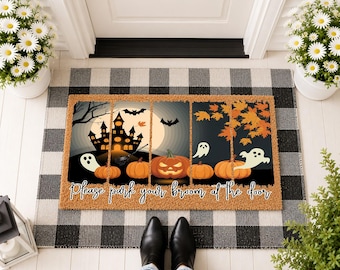 Please Park Your Broom at the Door Doormat, Witchy Halloween Welcome Mat, Spooky Season Porch Decor, Funny Fall Entryway Mat