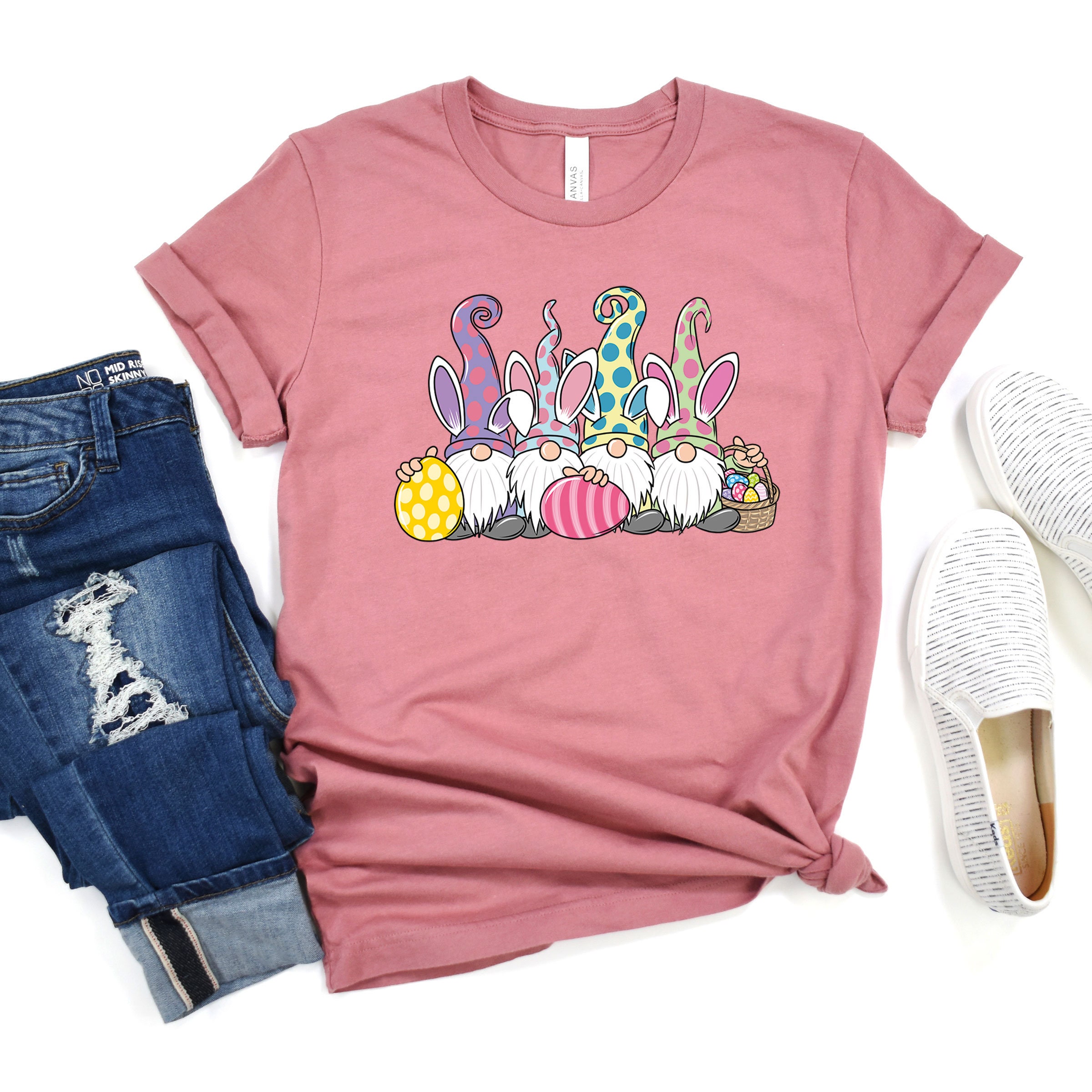 Discover Pink Easter Gnome Tshirt - Easter Gnome Party Shirt - Easter Basket T-Shirt