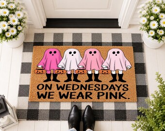 On Wednesdays We Wear Pink Doormat, Pink Aesthetic Home Decor, Funny House Mat, Pink Lover Gift, Kawaii Welcome Mat