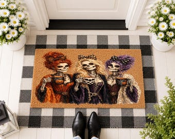 Skull Queen Doormat, Funny Witchy Halloween Mat, Spooky Gothic Entrance Decor, Dark Art Welcome Mat