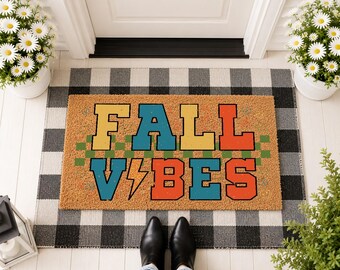 Fall Vibes Doormat, Autumn Porch Mat, Seasonal Welcome Mat, Fall Decor, Harvest Home Entrance Rug