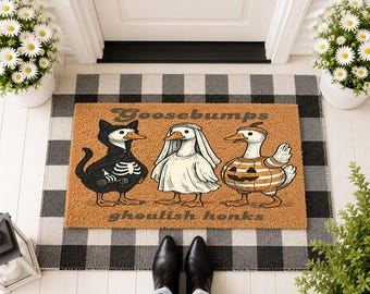 Goosebumps Ghoulish Honks Doormat, Spooky Halloween Porch Mat, Funny Fall Entrance Rug