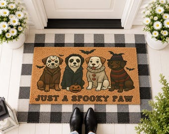Just A Spooky Paw Dog Doormat, Halloween Pet Mat, Funny Dog Entrance Mat, Autumn Welcome Mat, Cute Canine Door Decor