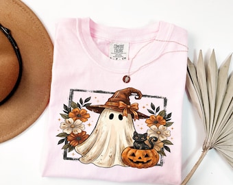 Spooky Ghost Pumpkin Shirt, Halloween Costume Tee, Cute Fall Spirit Apparel, Funny Ghost Lover Gift