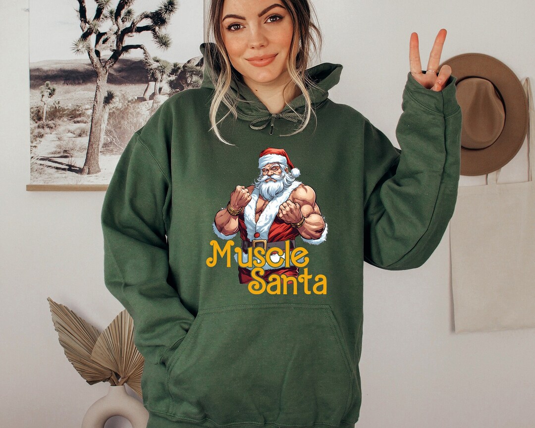 Muscle Santa Sweatshirt Christmas Gym Hoodie Santa Claus Fitness Sweater Bodybuilding Santa Hoodie Christmas Gift for Muscular Man Etsy