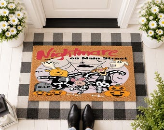 Nightmare on Main Street Doormat, Spooky Halloween Welcome Mat, Funny Horror Door Decor, Goth House Mat