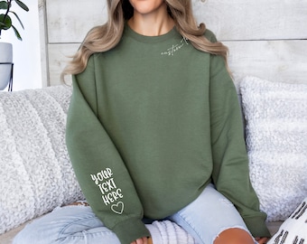 Custom Your Text Sweatshirt - Custom Text Sleeve Hoodie - Personalized Name Sweater - Custom Hoodie With Sleeve - Make Your Own Sweater