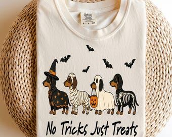 No Tricks Just Treats Dog Shirt, Halloween Dog Lover Gift, Funny Canine Costume Tee, Trick or Treat Pet Apparel