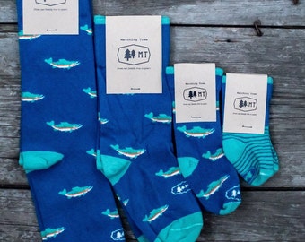 The Rainbow Trout Sock - Matching Fish Socks for Adults and Children