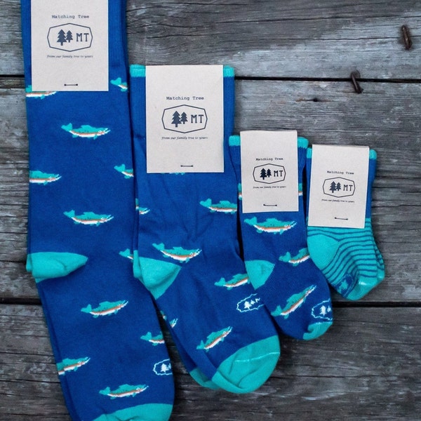 The Rainbow Trout Sock - Matching Fish Socks for Adults and Children