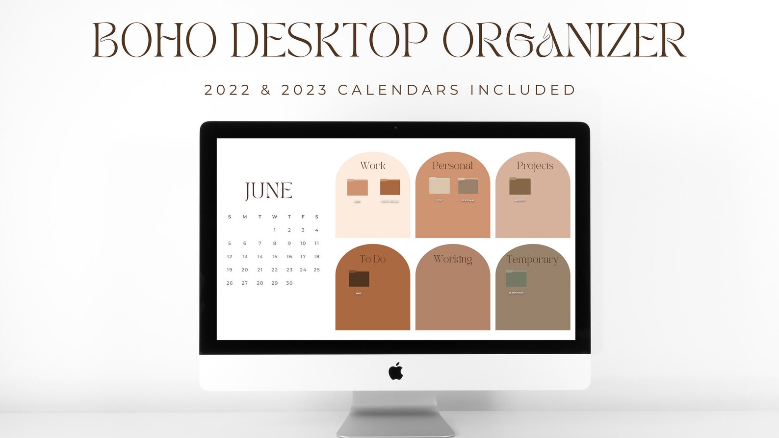 Boho Desktop Wallpaper Organizer Custom Folder and Sticker Etsy Canada