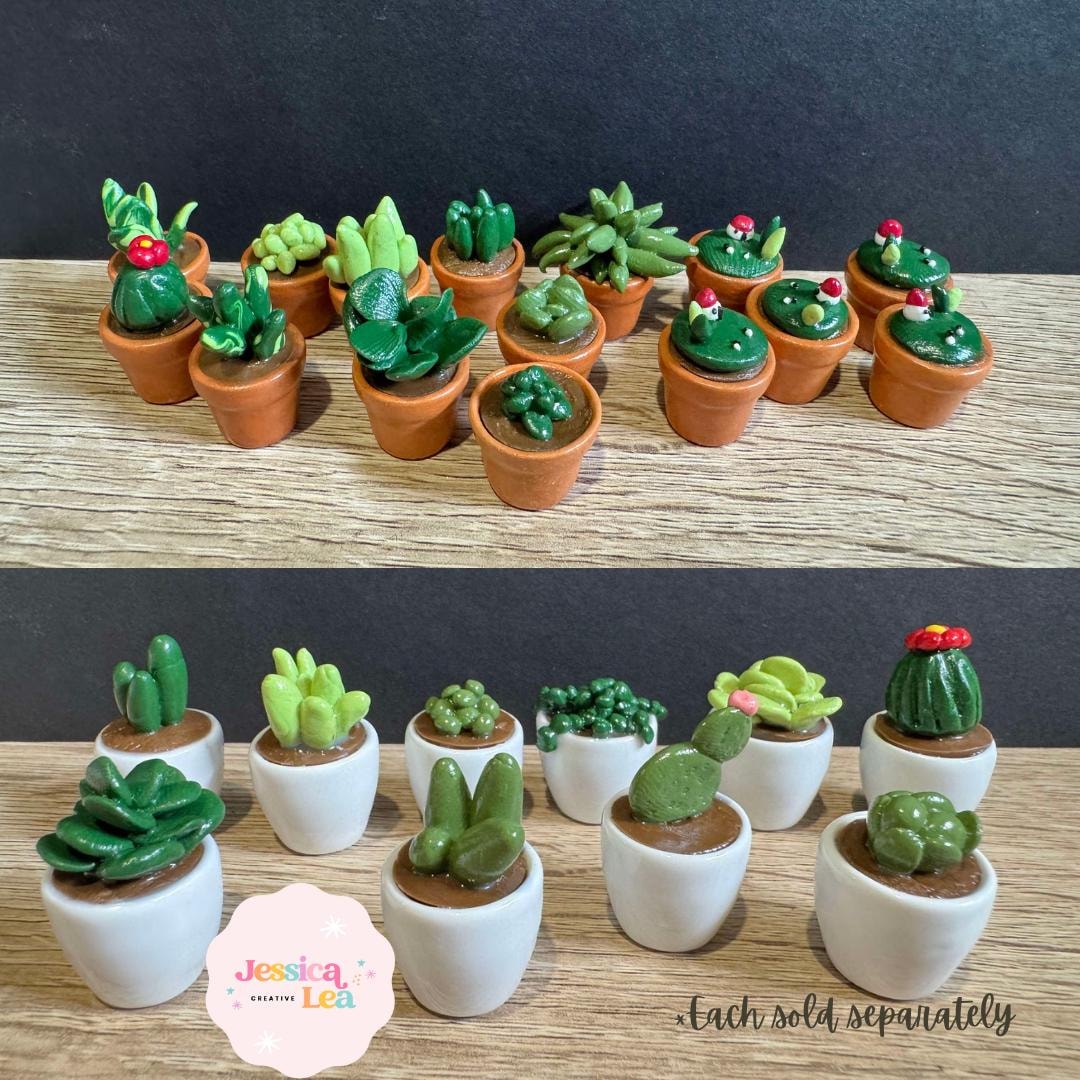 Miniature Clay Succulent Pots - Handmade Polymer Clay Plants for Desk  Decor, Gifts - Etsy