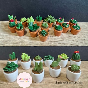 Miniature Clay Succulent Pots - Handmade Polymer Clay Plants for Desk Decor, Gifts
