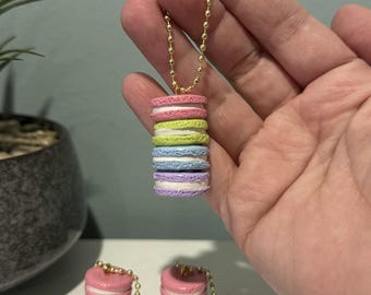 Mini Macaron Stapelkugel-Ketten-Schlüsselanhänger - lila, blau, grün, rosa Polymer Clay