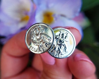 Sterling Silver St Christopher Cuff Links