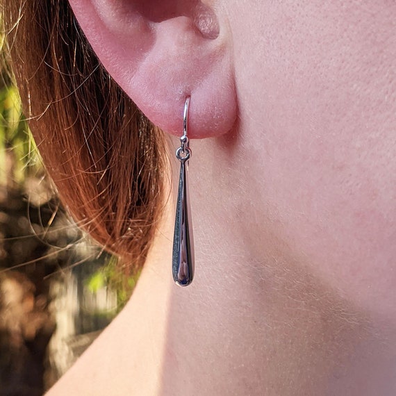 Sterling Silver Torpedo Drop Earrings 925 Dangle Teardrop