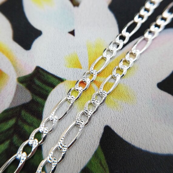 4mm silver cheap figaro chain