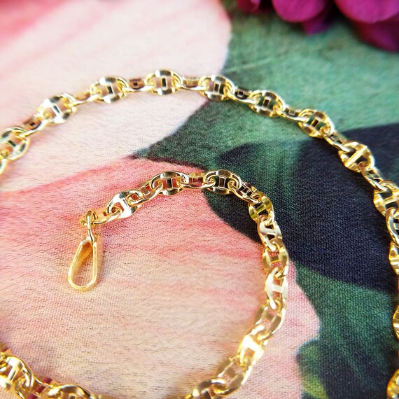 Women s Anchor Mariner Bracelet in 9ct Yellow Gold 7 Inch Etsy