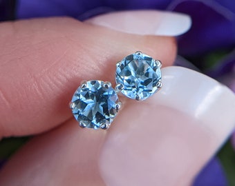 Topaz Stud Earrings in 925 Sterling Silver, 5mm Studs