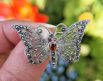 Black Rhinestone Japanned Butterfly Brooch - Garden Party Collection  Vintage Jewelry