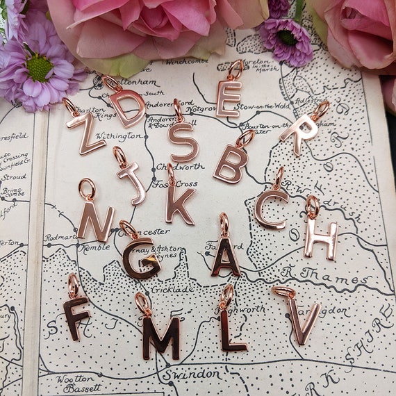 14ct Rose Gold Plated Initial Letter Necklace 18 Inch Rose Gold